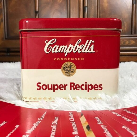 NWOT Vintage Campbell's Condensed Souper Recipe Tin + 24 Recipes + Divider Cards - Picture 5 of 14